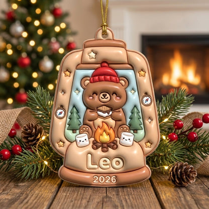 Squishy Bear Christmas Ornament Personalized 3D Relief Acrylic Ornament Custom Name Cute Woodland Animal Gift Christmas Decor 2026
