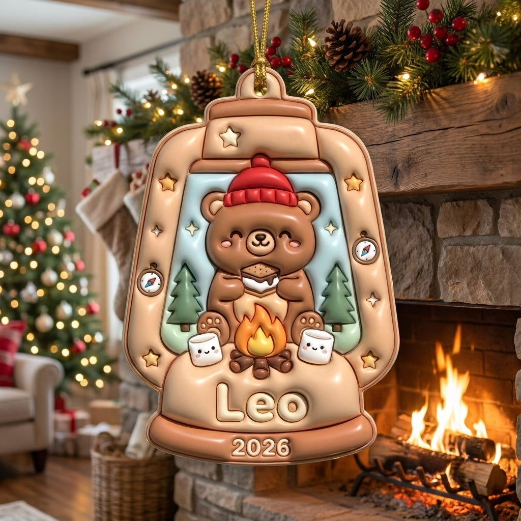 Squishy Bear Christmas Ornament Personalized 3D Relief Acrylic Ornament Custom Name Cute Woodland Animal Gift Christmas Decor 2026