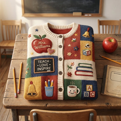 Teach Love Inspire Teacher Personalized Crewneck Cardigan