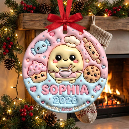 Squishy Baker Christmas Ornament Personalized 3D Relief Ceramic Ornament Custom Name Baking Lover Gift Baker Squad Christmas Decor 2026