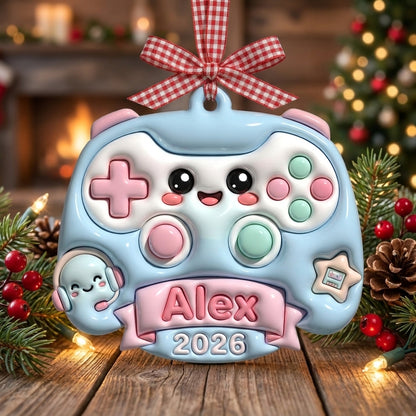 Squishy Gamer Christmas Ornament Personalized 3D Relief Acrylic Ornament Custom Name Video Game Gift Gamer Christmas Tree Decor 2026