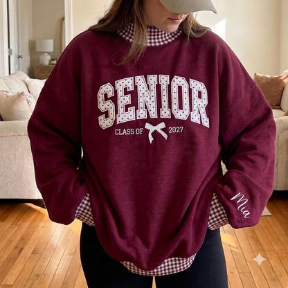 Senior 2027 Embroidered Sweatshirt, Personalized Senior Sweatshirt, Senior Applique Sweatshirt, Class of 2027 Crewneck, Graduation Gift