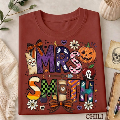 T-shirt personnalisé d'Halloween pour professeur, T-shirt personnalisé pour professeur, T-shirt pour maîtresse, Cadeau mignon pour professeur, T-shirt de rentrée scolaire, T-shirt pour professeur de maternelle
