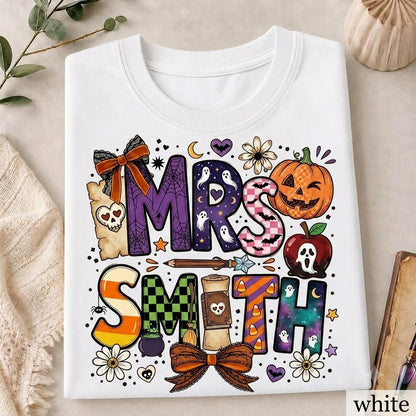 T-shirt personnalisé d'Halloween pour professeur, T-shirt personnalisé pour professeur, T-shirt pour maîtresse, Cadeau mignon pour professeur, T-shirt de rentrée scolaire, T-shirt pour professeur de maternelle