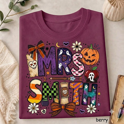T-shirt personnalisé d'Halloween pour professeur, T-shirt personnalisé pour professeur, T-shirt pour maîtresse, Cadeau mignon pour professeur, T-shirt de rentrée scolaire, T-shirt pour professeur de maternelle