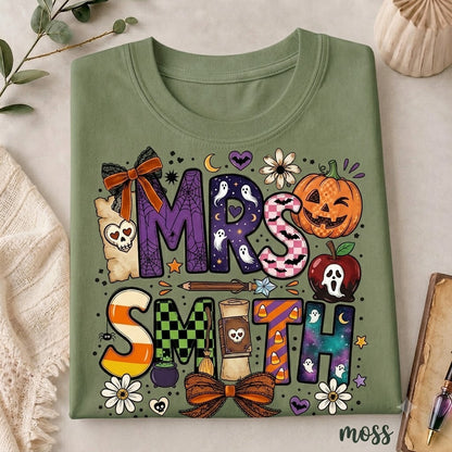 T-shirt personnalisé d'Halloween pour professeur, T-shirt personnalisé pour professeur, T-shirt pour maîtresse, Cadeau mignon pour professeur, T-shirt de rentrée scolaire, T-shirt pour professeur de maternelle