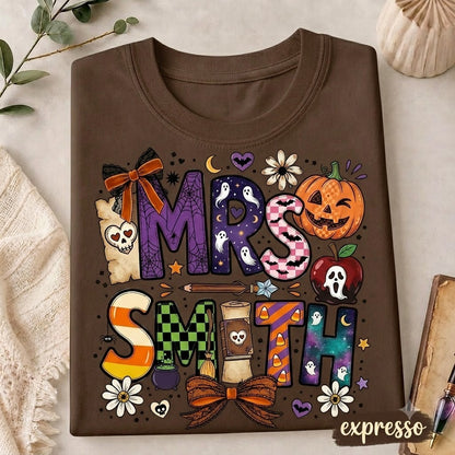 T-shirt personnalisé d'Halloween pour professeur, T-shirt personnalisé pour professeur, T-shirt pour maîtresse, Cadeau mignon pour professeur, T-shirt de rentrée scolaire, T-shirt pour professeur de maternelle