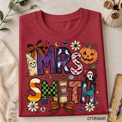 T-shirt personnalisé d'Halloween pour professeur, T-shirt personnalisé pour professeur, T-shirt pour maîtresse, Cadeau mignon pour professeur, T-shirt de rentrée scolaire, T-shirt pour professeur de maternelle