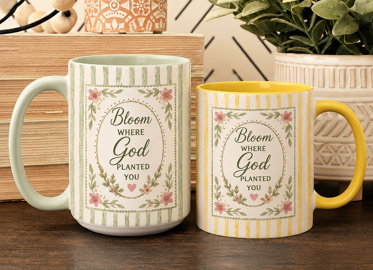 Bloom Where God Planted You Mug, Funny Christian Coffee Mug, Religious Gift for Women