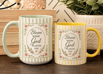 Bloom Where God Planted You Mug, Funny Christian Coffee Mug, Religious Gift for Women