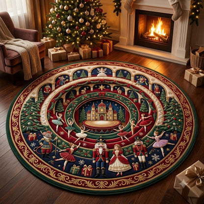 Nutcracker Christmas Round Rug, Ballet Christmas Rug, Holiday Living Room Decor