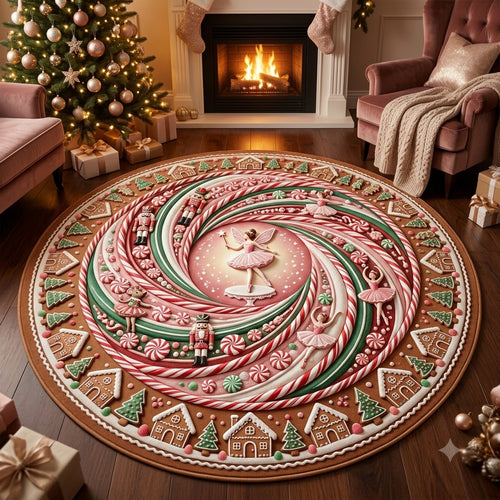 Peppermint Christmas Round Rug, Candy Cane Ballet Rug, Christmas Home Decor
