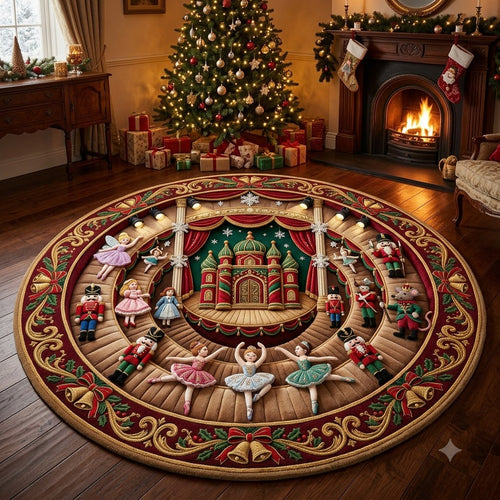 Nutcracker Ballet Round Rug, Christmas Castle Rug, Festive Holiday Home Decor