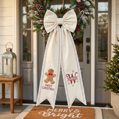 Personalized Christmas Snowman Wreath Sash with Lace