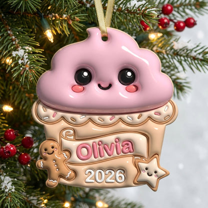 Squishy Cupcake Christmas Ornament Personalized 3D Relief Acrylic Ornament Custom Name Baking Gift Christmas Tree Decor 2026