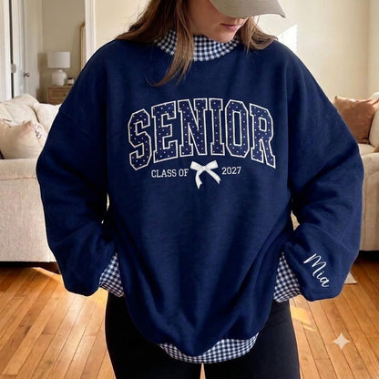 Senior 2027 Embroidered Sweatshirt, Personalized Senior Sweatshirt, Senior Applique Sweatshirt, Class of 2027 Crewneck, Graduation Gift