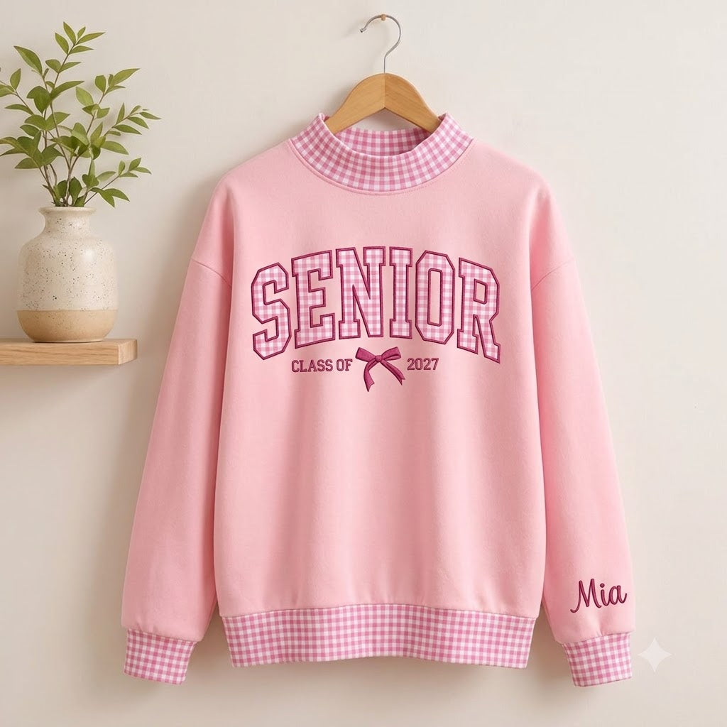 Senior 2027 Embroidered Sweatshirt, Personalized Senior Sweatshirt, Senior Applique Sweatshirt, Class of 2027 Crewneck, Graduation Gift
