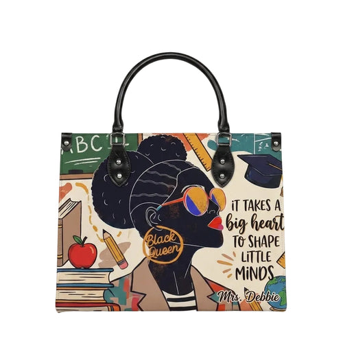 Black Queen Teacher Personalized Leather Bag + FREE Matching Leather Wallet