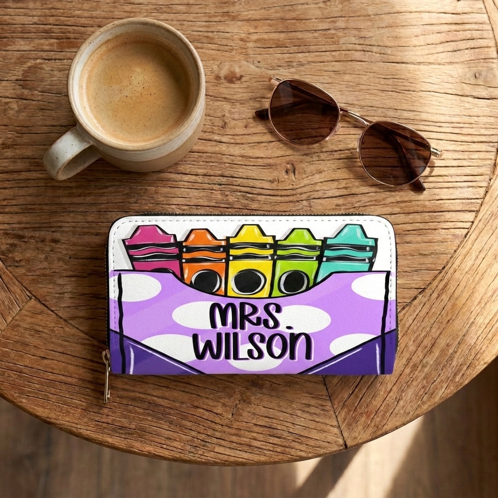 Colorful Crayon Box Personalized Leather Bag + Free Matching Leather Wallet
