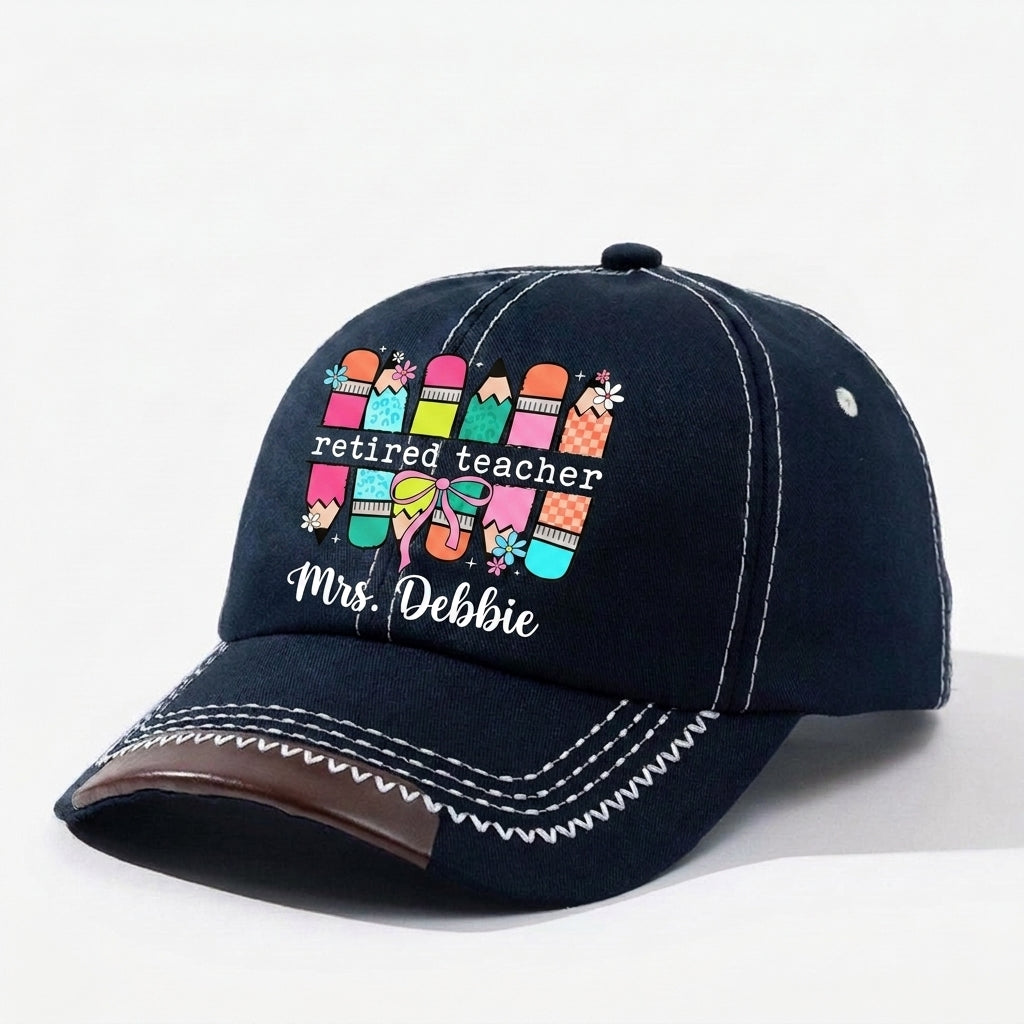 Retired Teacher Personalized Vintage Soft Baseball Cap