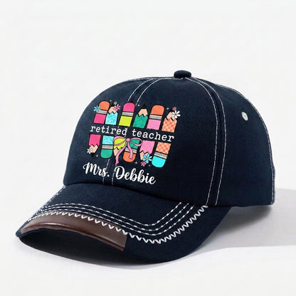 Retired Teacher Personalized Vintage Soft Baseball Cap