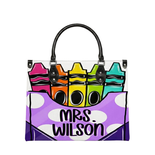 Colorful Crayon Box Personalized Leather Bag + Free Matching Leather Wallet