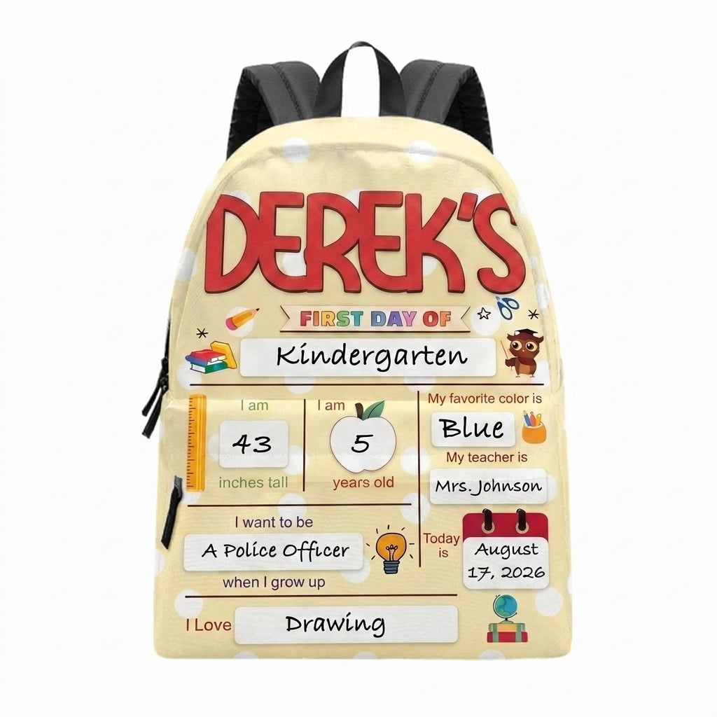 First Day Of School Yellow Personalized  Backpack