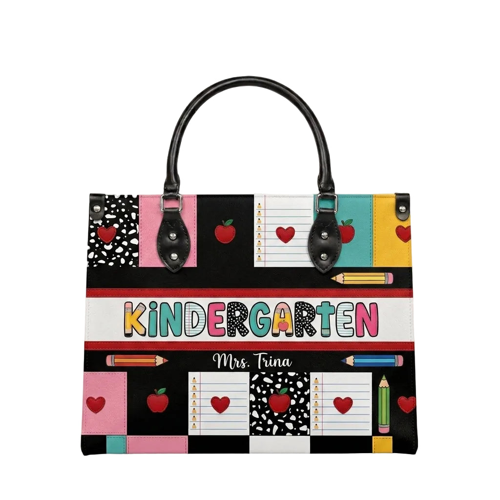 School Supplies & Apple Personalized Leather Bag + Free Matching Leather Wallet