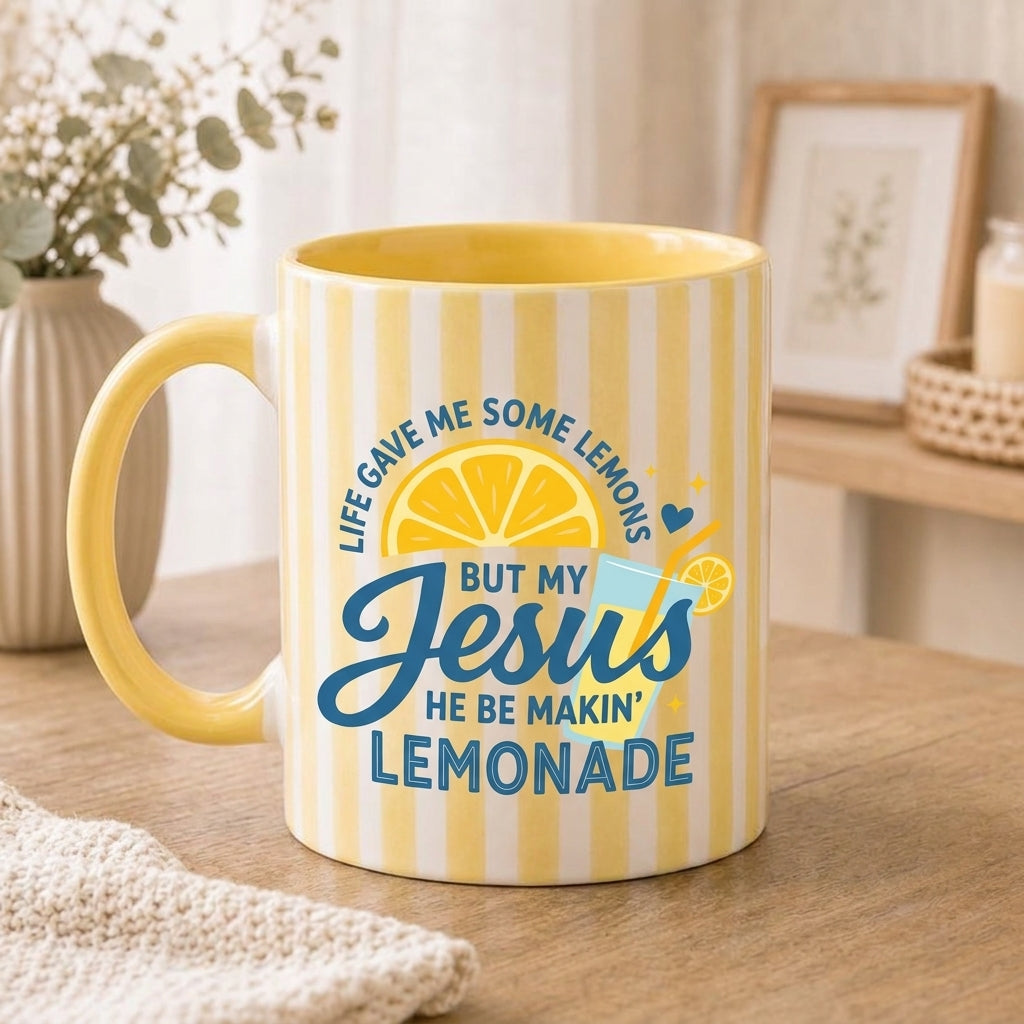 Christian Lemon Mug, Jesus Makin' Lemonade, Religious Coffee Cup