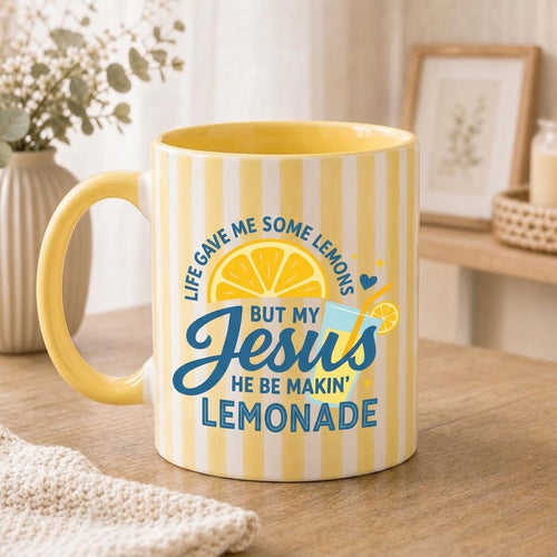 Christian Lemon Mug, Jesus Makin' Lemonade, Religious Coffee Cup