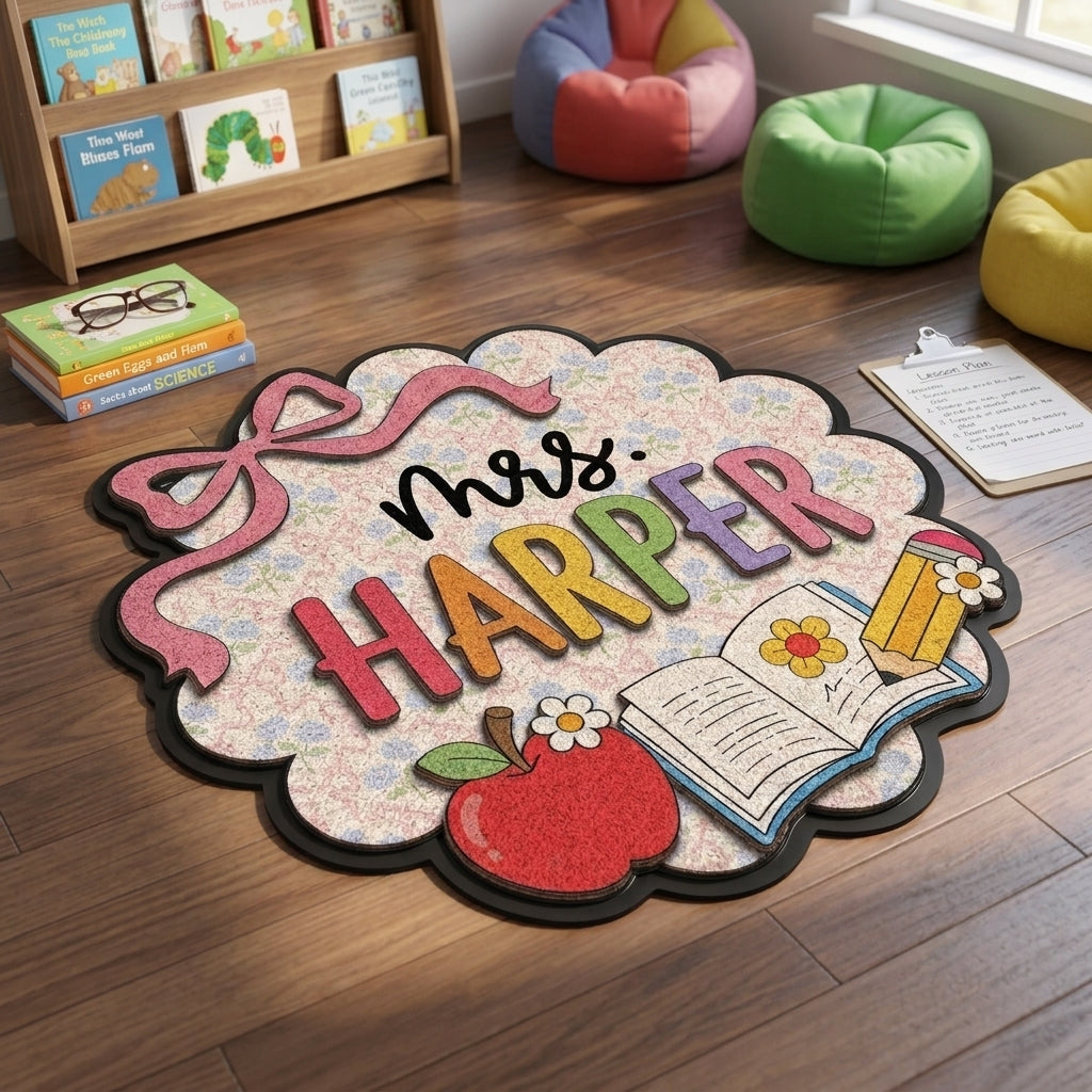Ribbon Apple Personalized Doormat