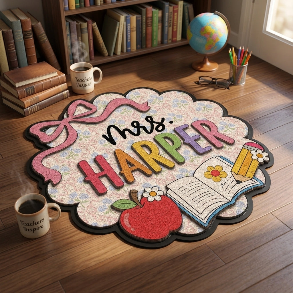 Ribbon Apple Personalized Doormat