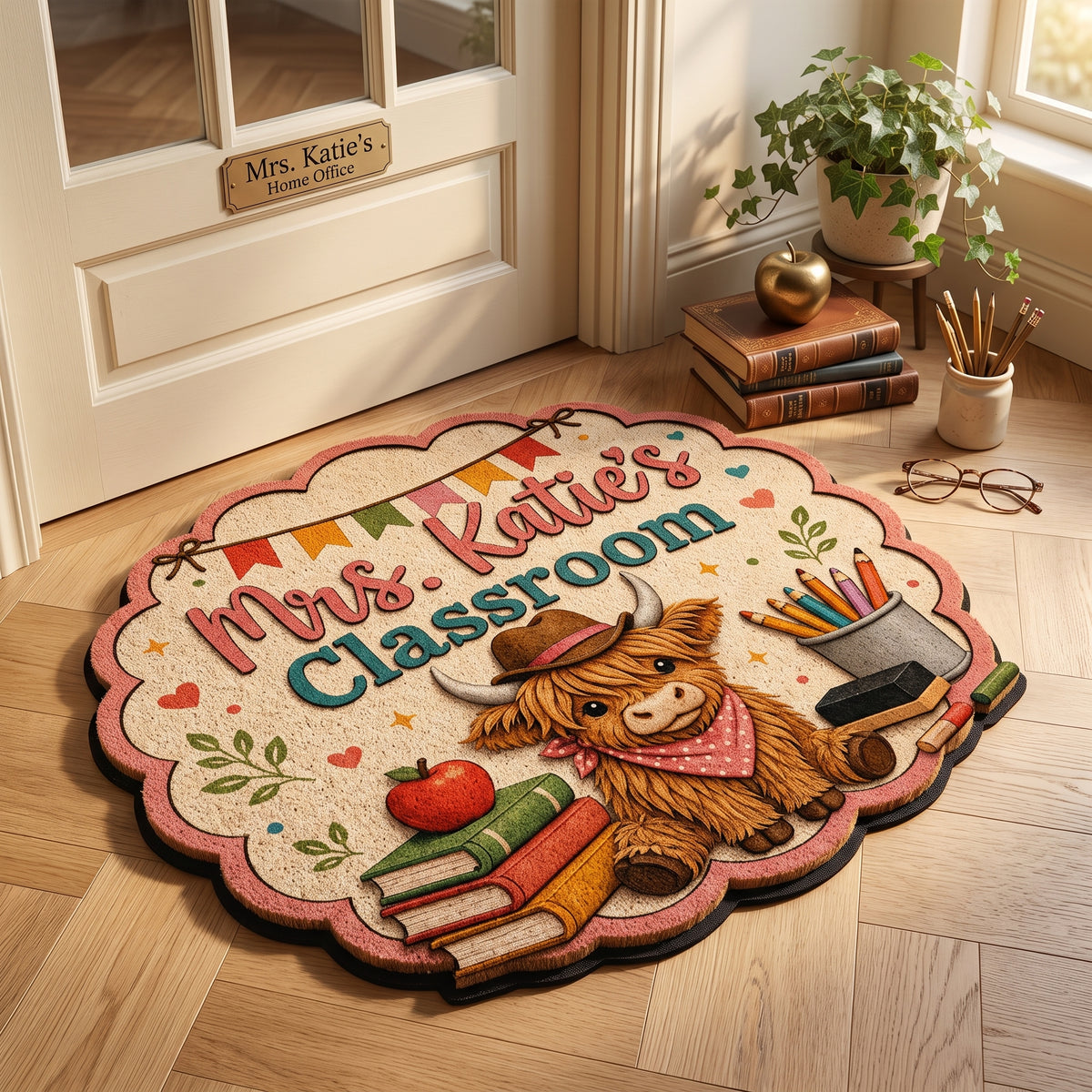 Highland Cow Classroom Personalized Doormat