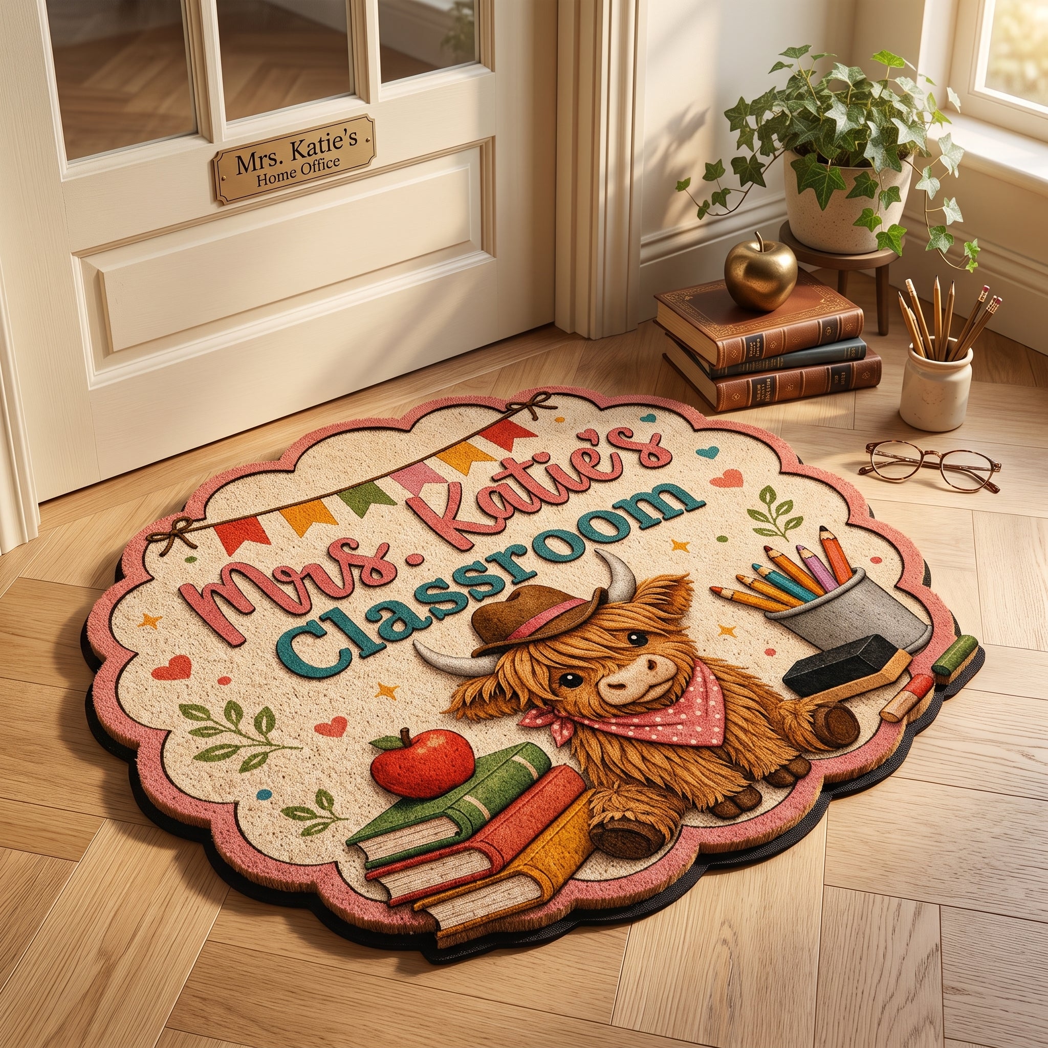 Highland Cow Classroom Personalized Doormat