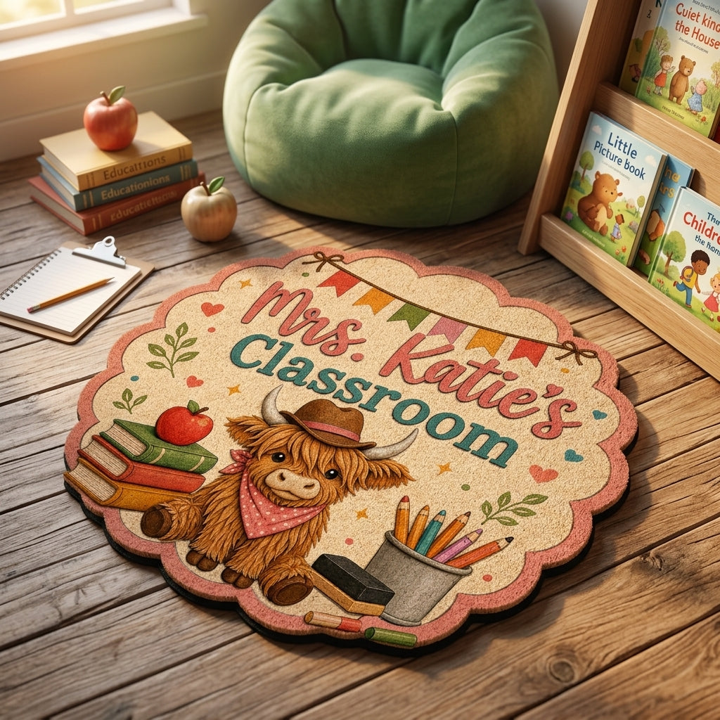 Highland Cow Classroom Personalized Doormat