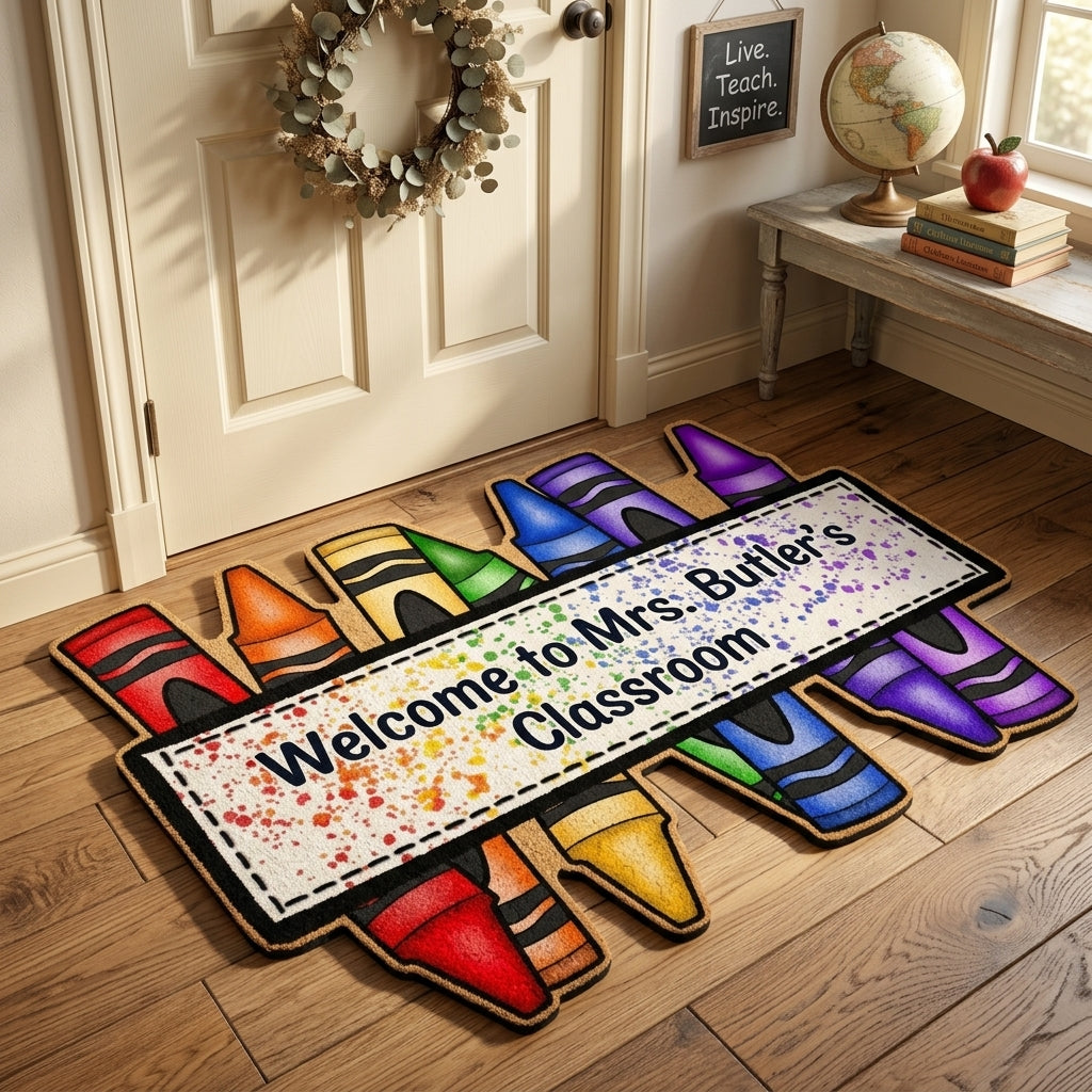 Colorful Crayon Personalized Doormat