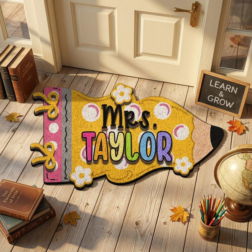 Pencil Shape Personalized Doormat