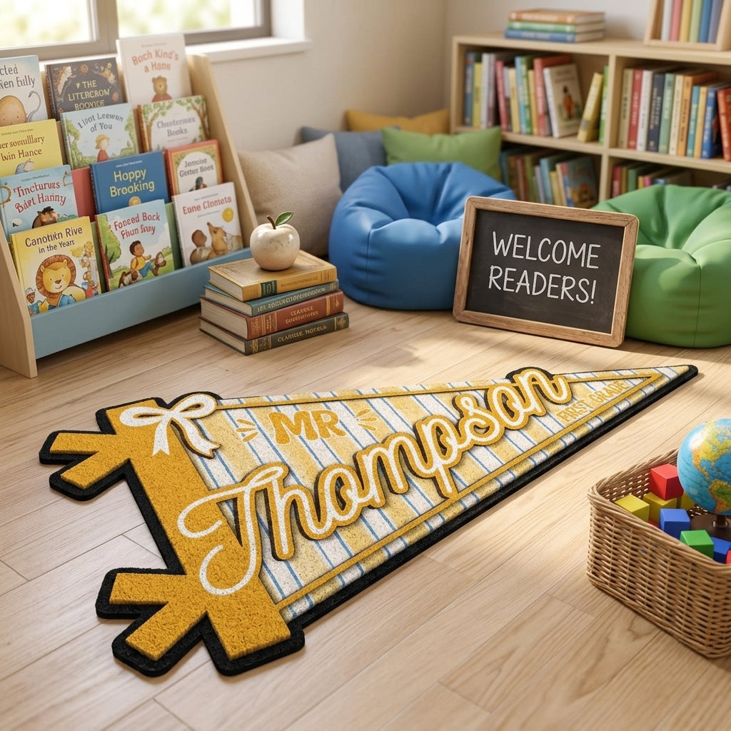 Personalized Teacher Pennant Doormat