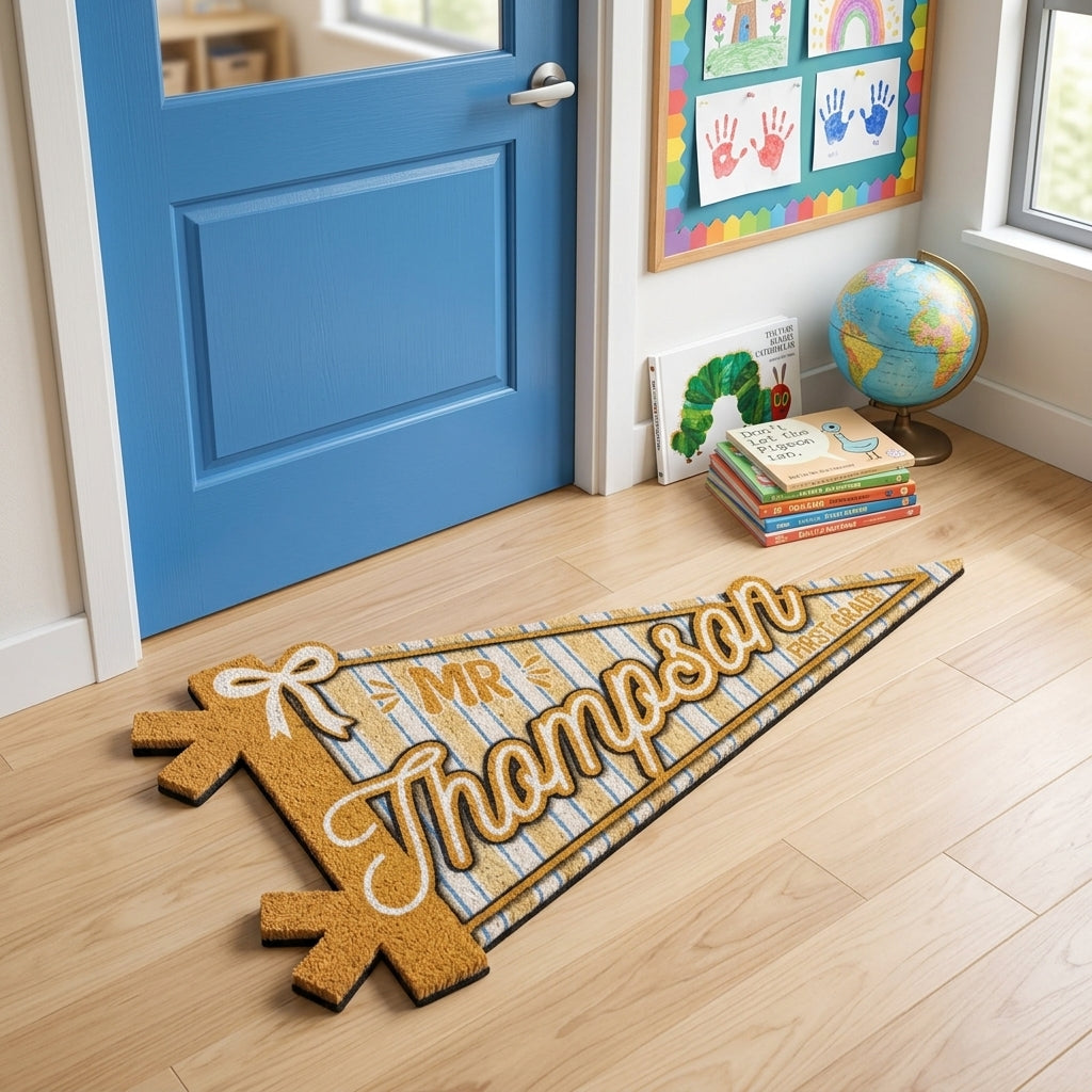 Personalized Teacher Pennant Doormat
