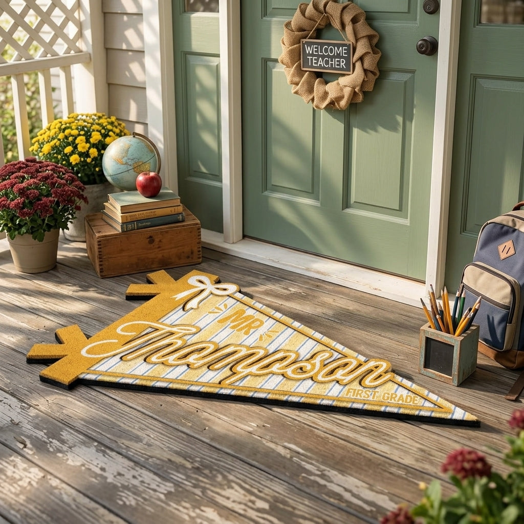 Personalized Teacher Pennant Doormat