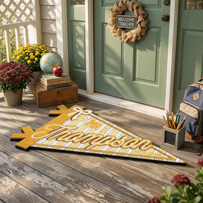 Personalized Teacher Pennant Doormat