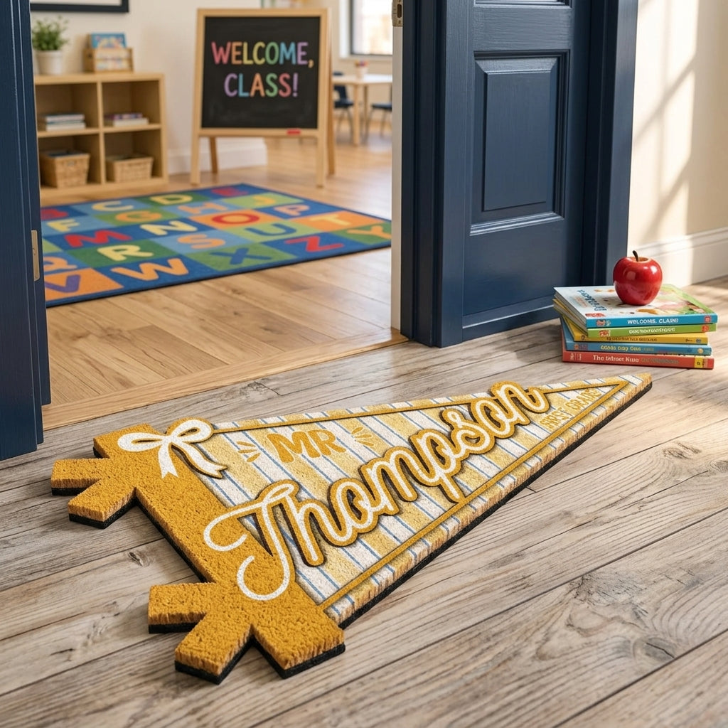 Personalized Teacher Pennant Doormat