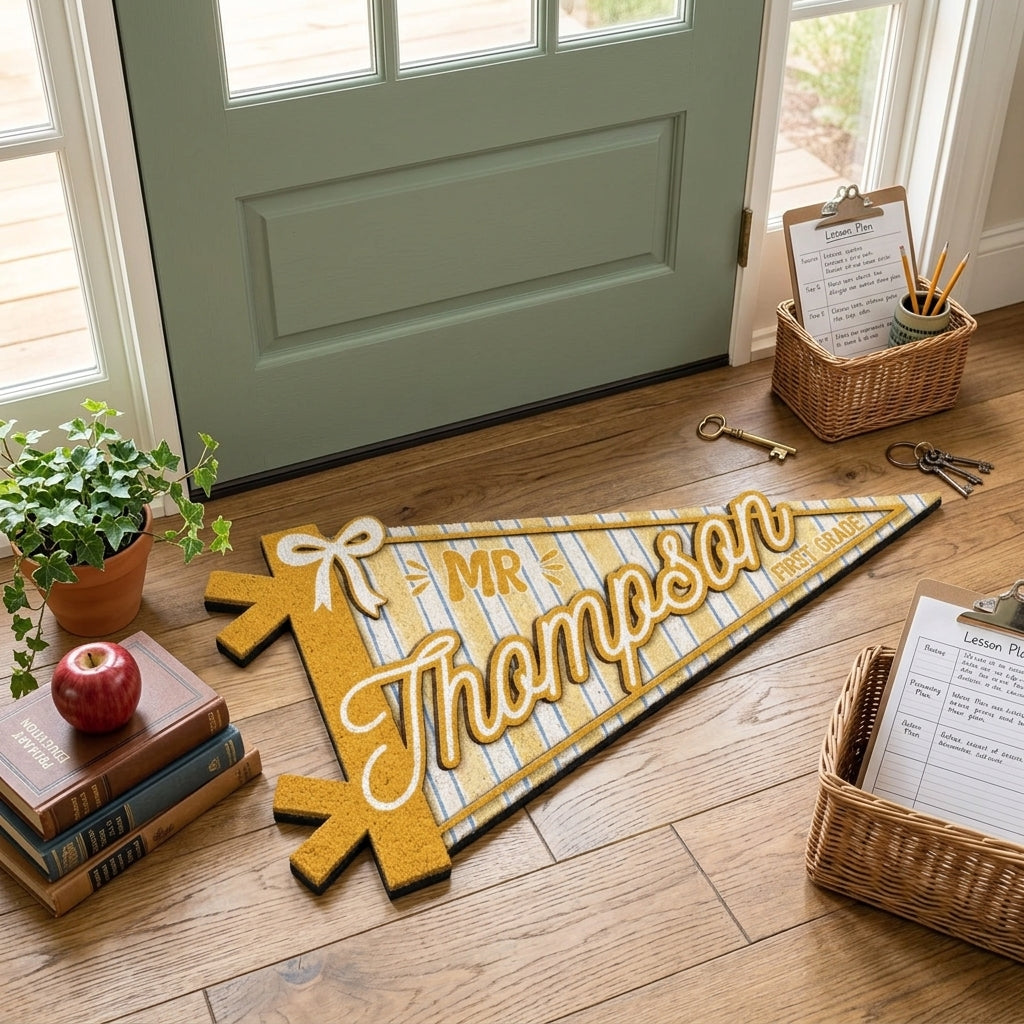 Personalized Teacher Pennant Doormat