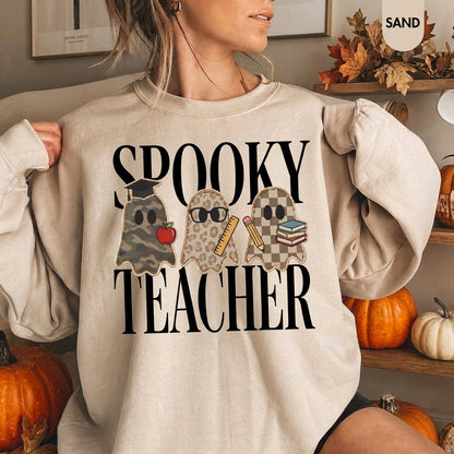 Spooky Teacher Sweatshirt, Halloween Teacher Shirt, Ghost Teacher Sweatshirt, Fall Teacher Gift, Cute Halloween Shirt, Teacher Crewneck