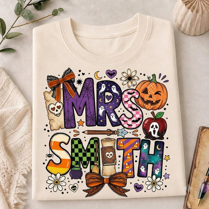 T-shirt personnalisé d'Halloween pour professeur, T-shirt personnalisé pour professeur, T-shirt pour maîtresse, Cadeau mignon pour professeur, T-shirt de rentrée scolaire, T-shirt pour professeur de maternelle