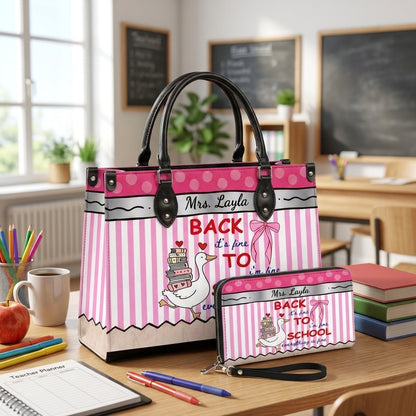 Back To School Silly Goose Personalized Leather Bag + FREE Matching Leather Wallet