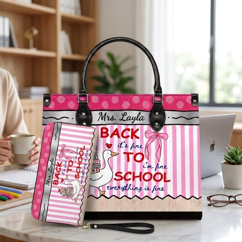 Back To School Silly Goose Personalized Leather Bag + FREE Matching Leather Wallet