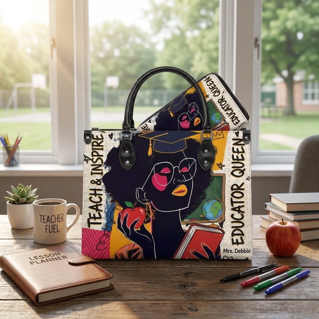 Educator Queen Personalized Leather Bag + FREE Matching Leather Wallet