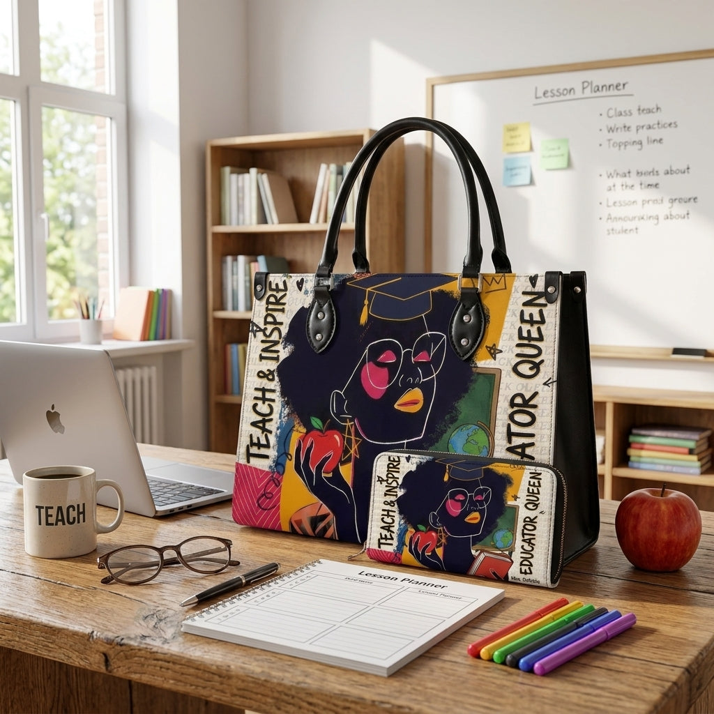 Educator Queen Personalized Leather Bag + FREE Matching Leather Wallet