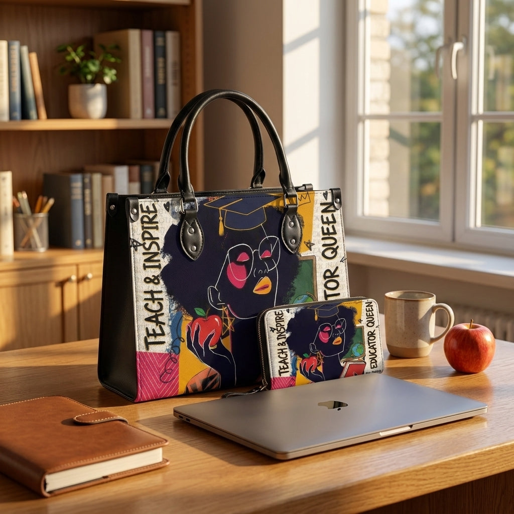 Educator Queen Personalized Leather Bag + FREE Matching Leather Wallet